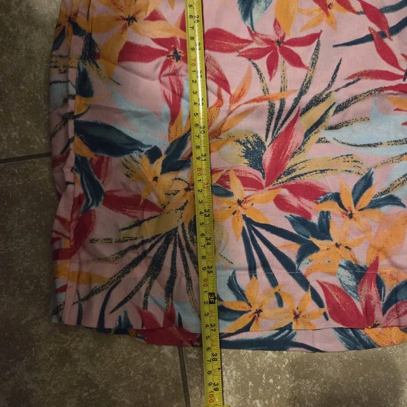 Jessica Simpson Pink Floral Wide Leg Cropped Pants Sz L ResortWear Lagenlook - Picture 10 of 10